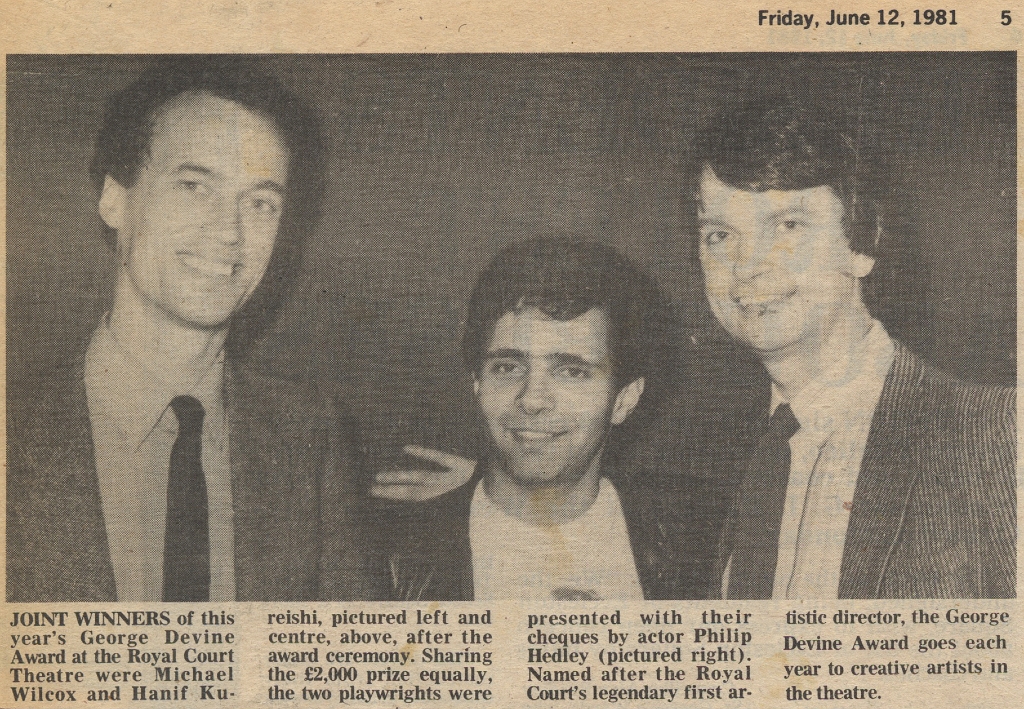 19810612 MICHAEL WILCOX HANIF KUREISHI PHILIP HEDLEY DEVINE AWARDS CN.jpg